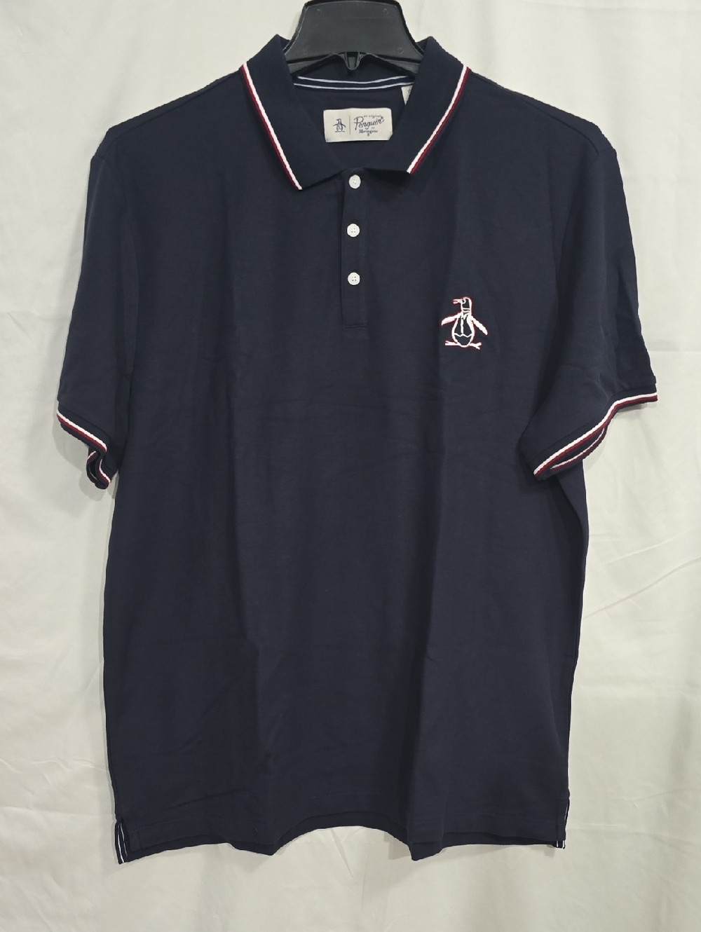 Original Penguin Men's XXL Navy Polo Shirt Red Accents Logo